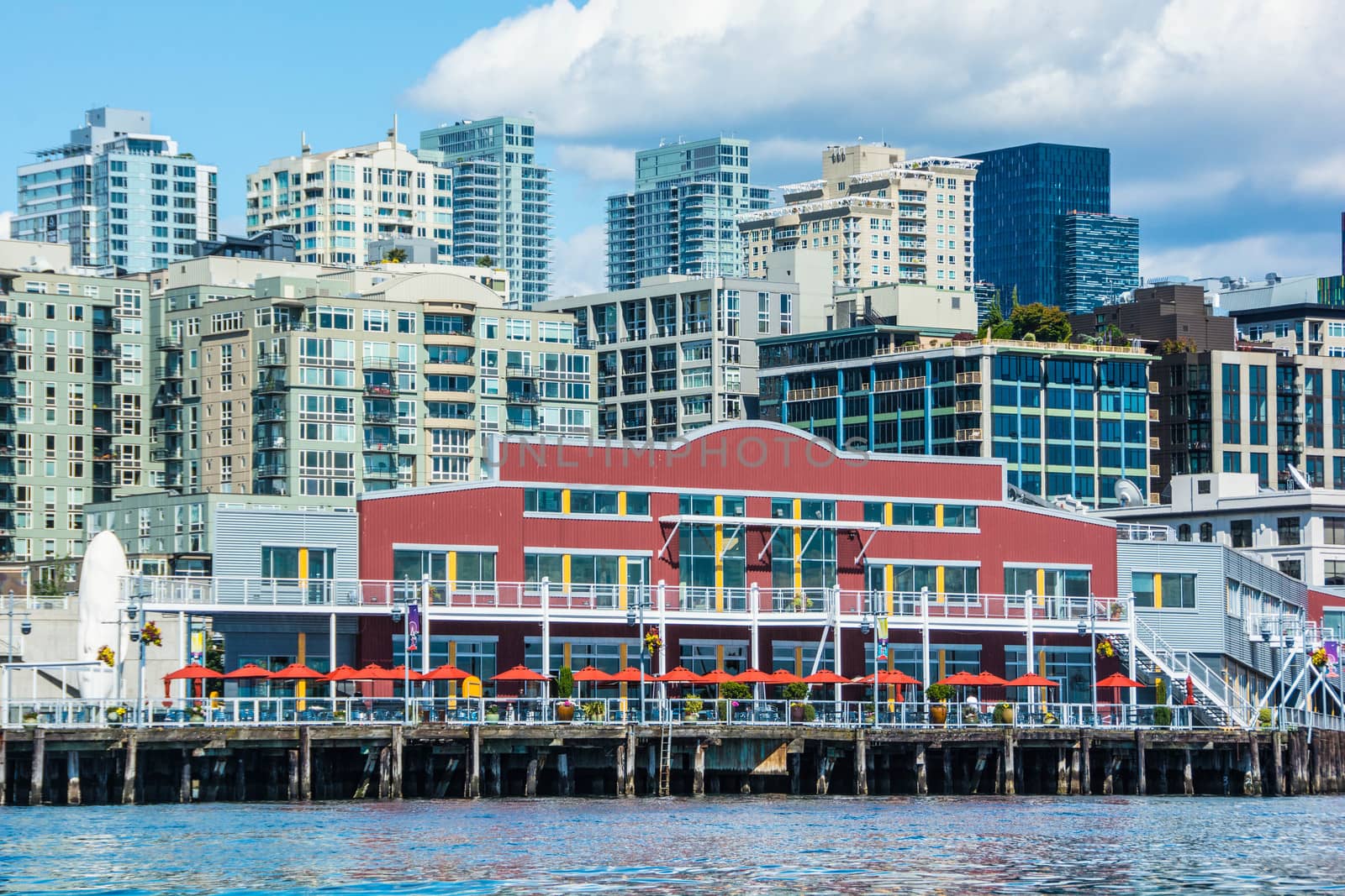 View of Seattle Waterfront at Pier 70 taken from Elliott Bay