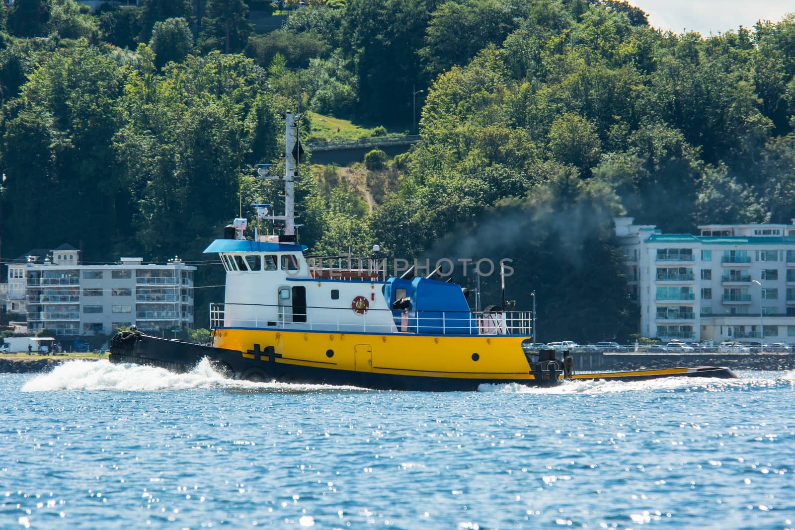 Ocean going tug steaming home on Shilshole Bay by cestes001