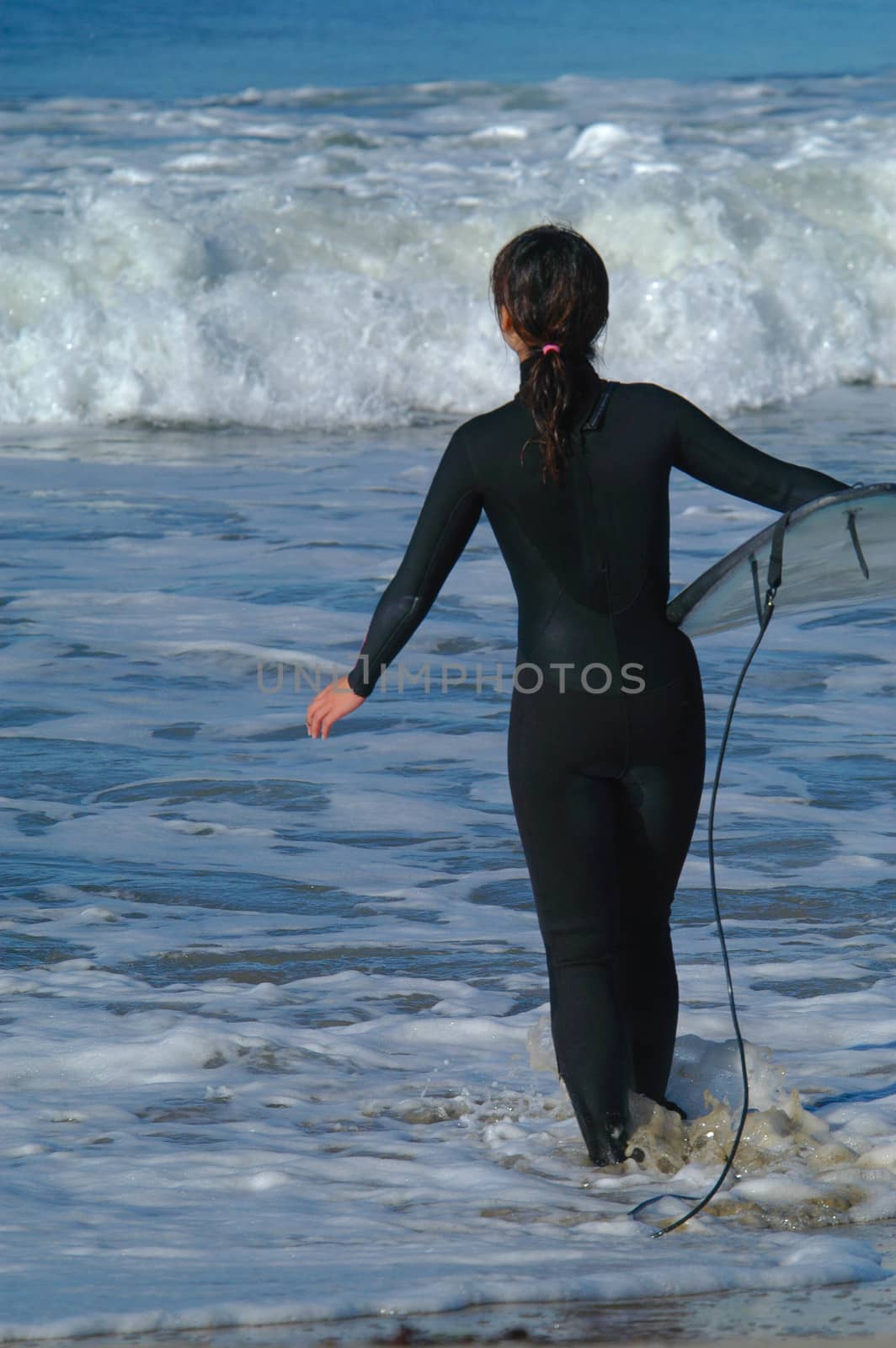 Female Surfer Entering the Water by cestes001