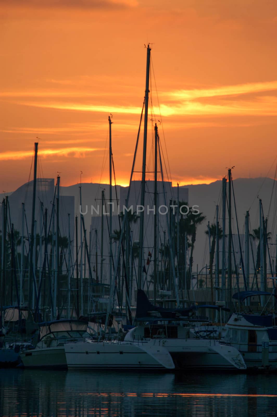 Sun rising over Harbor Island, San Diego