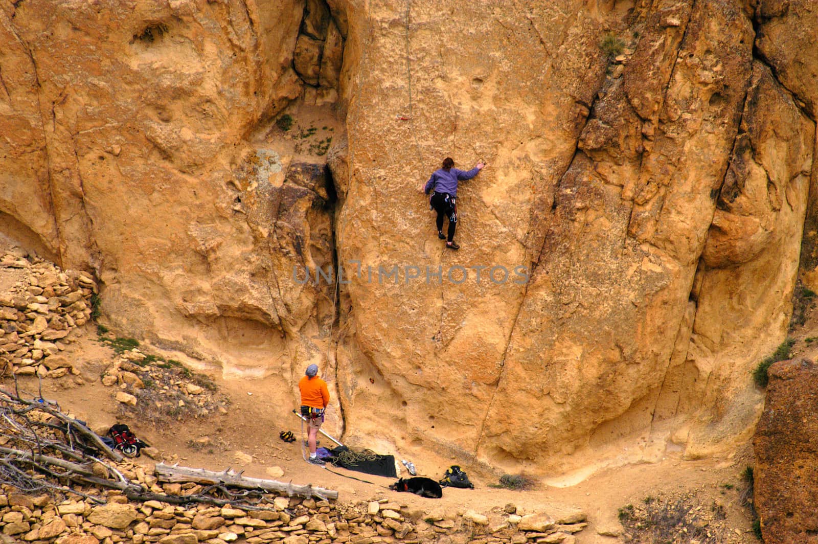 Climbers scale rocks at Smith Rocks State Park, Terrebon, OR