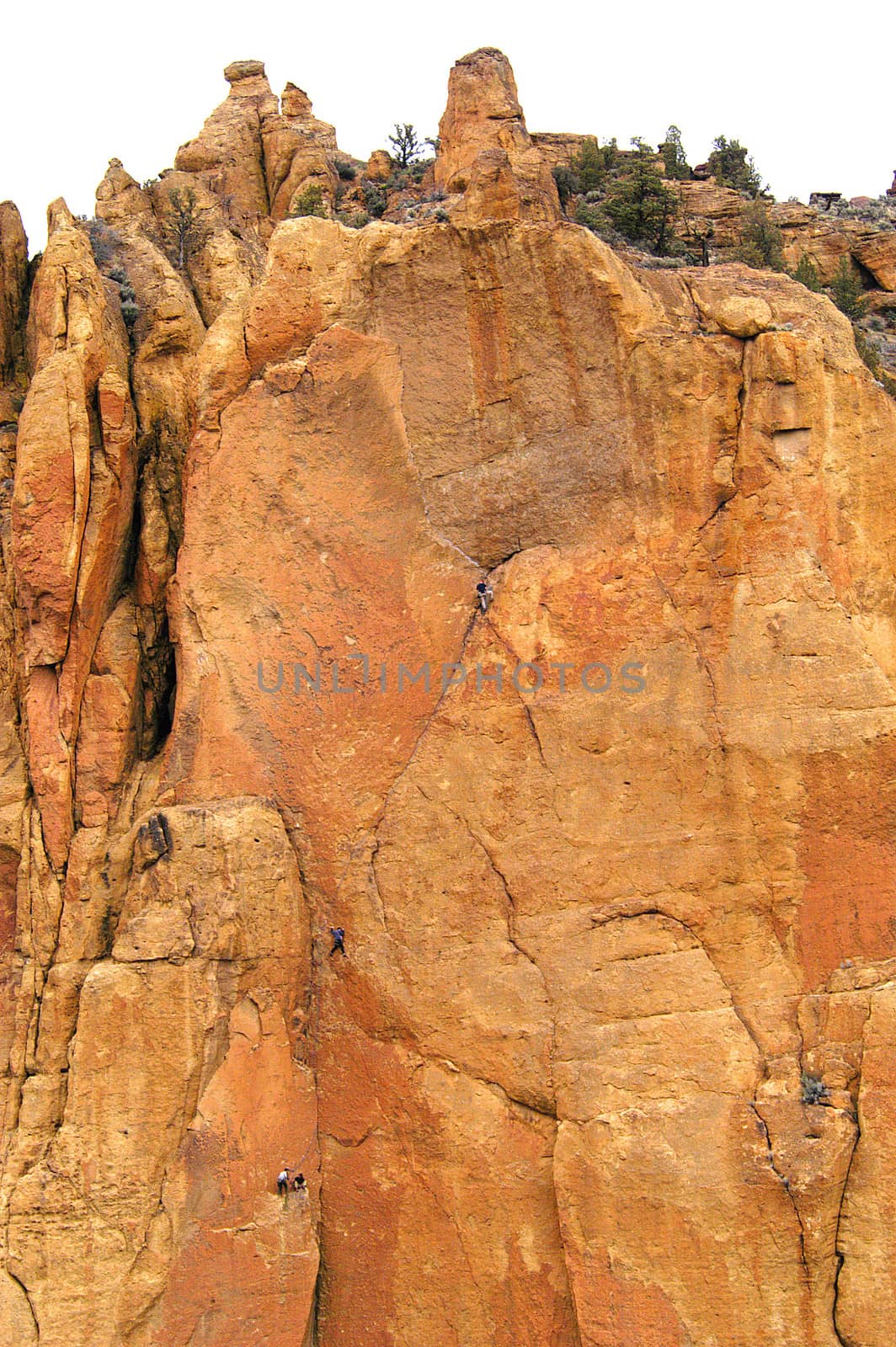 Climbers scale rocks at Smith Rocks State Park, Terrebon, OR
