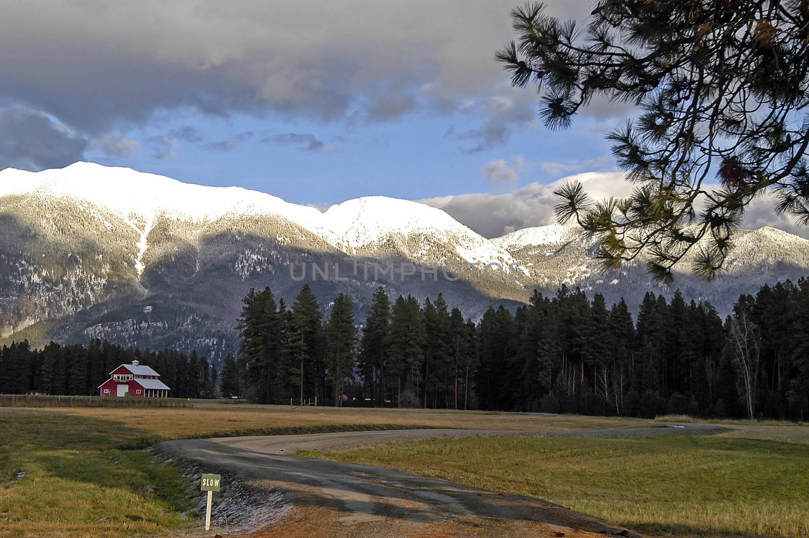 Farm  Scene near Whitefish, MT in early winter