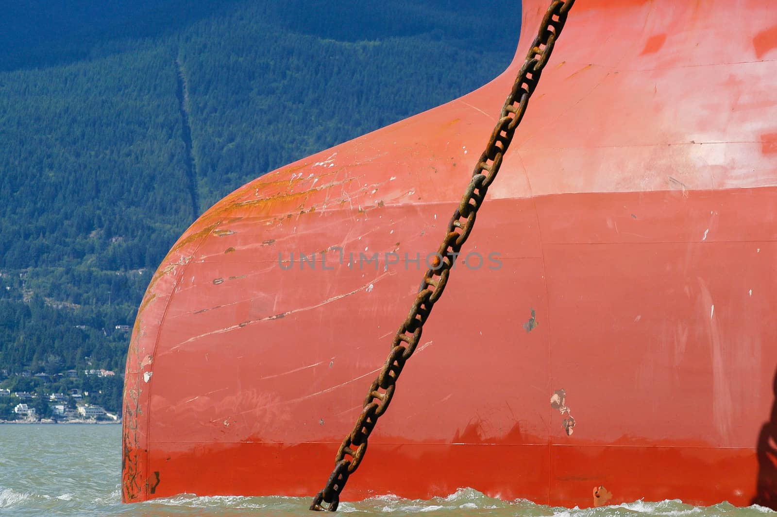 Bow of Tanker at anchor in English Bay, Vancouver, BC