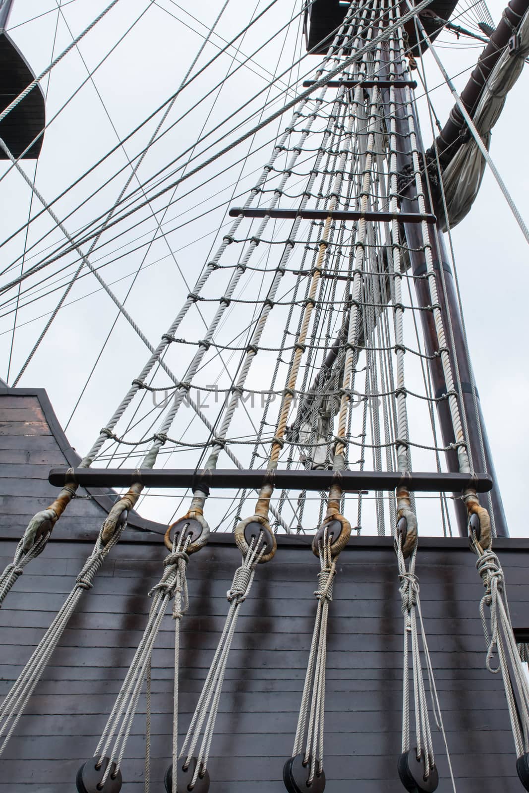 Rigging on replica Spanish Galleon, Galeon, in St. Thomas,  US Virgin Islands