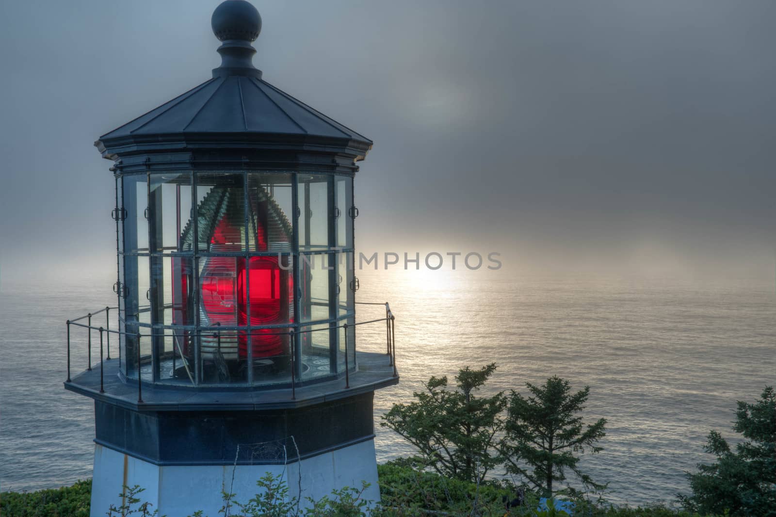 Iconic lighthouse on Cape Meares on Oregon's Pacific Coast