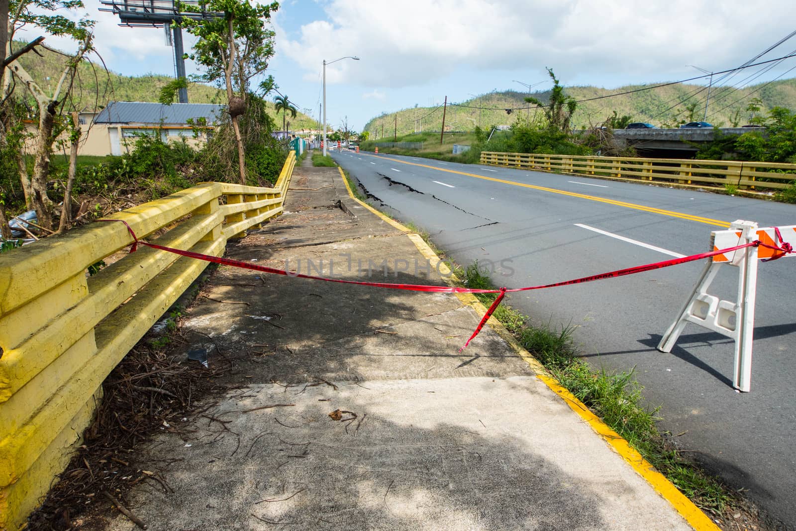 Bridge collapse in Caguas, Puerto Rico from Hurrican Maria flooding