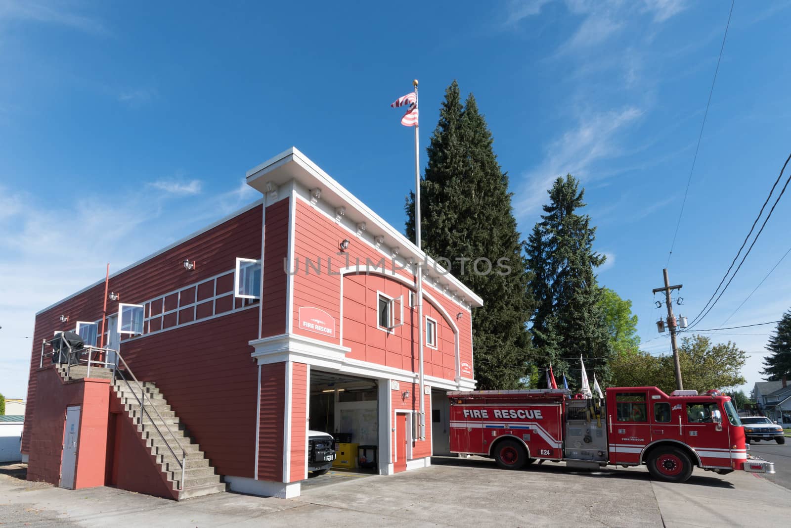 Old time firehouse in rural town, Washington State