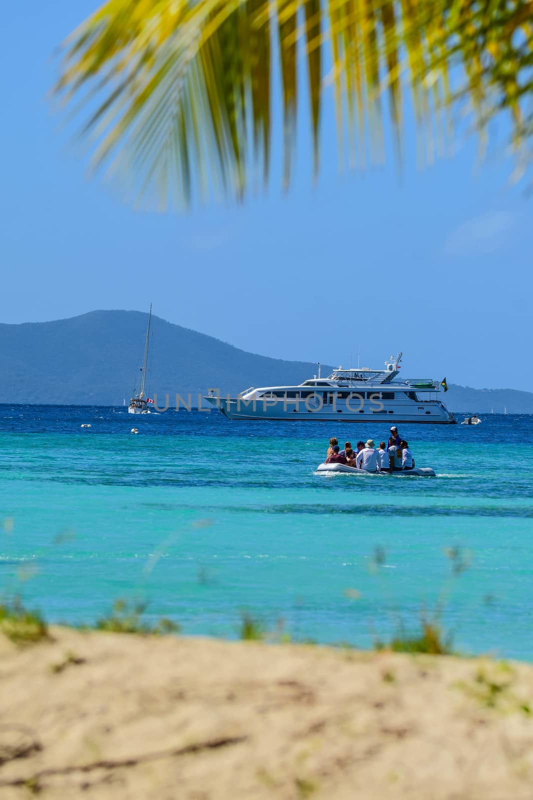 Crew of megayacht coming ashore for visits to bars and stores in British Virgin Islands