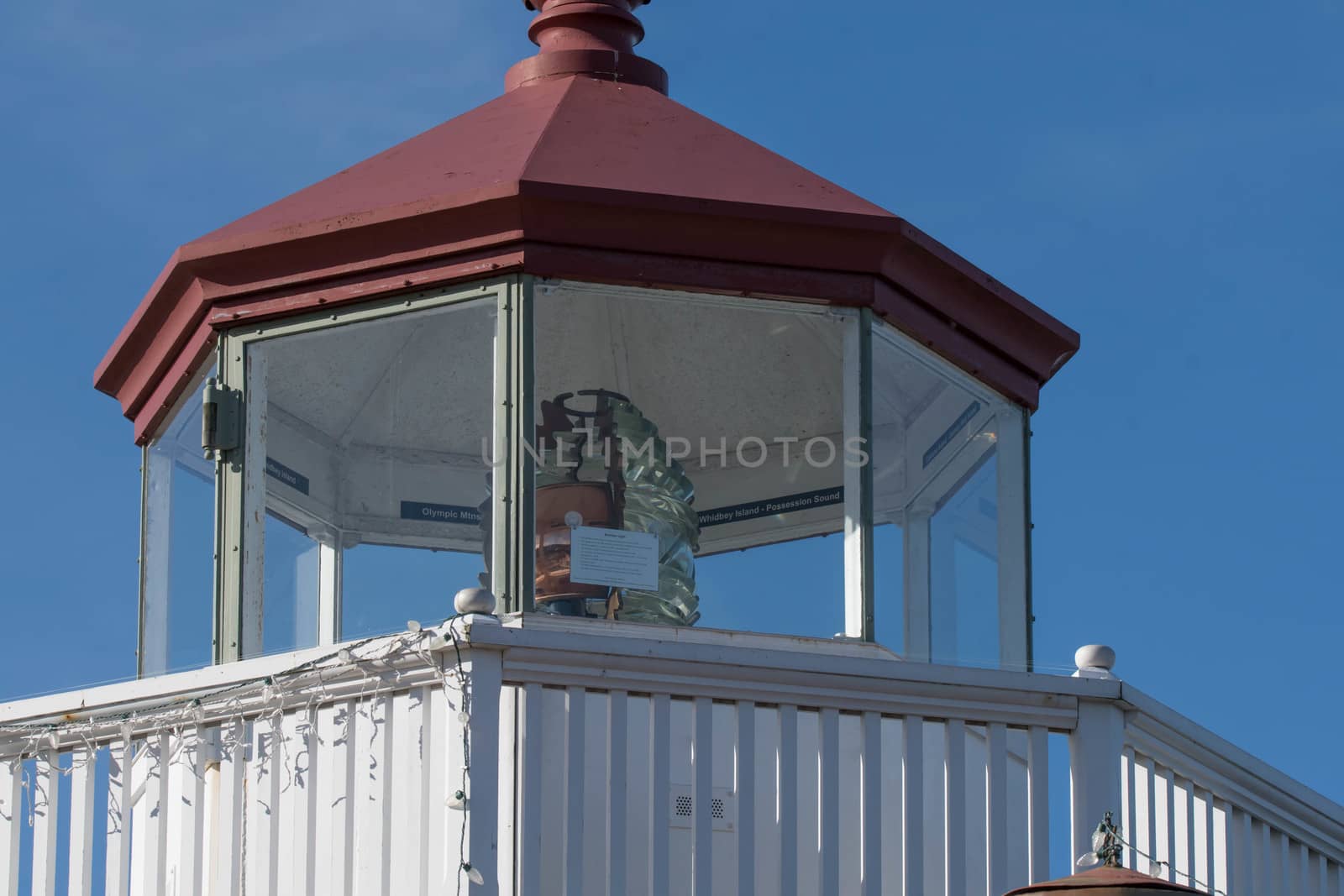 View of light at Mukilteo Lighthoujse from below.