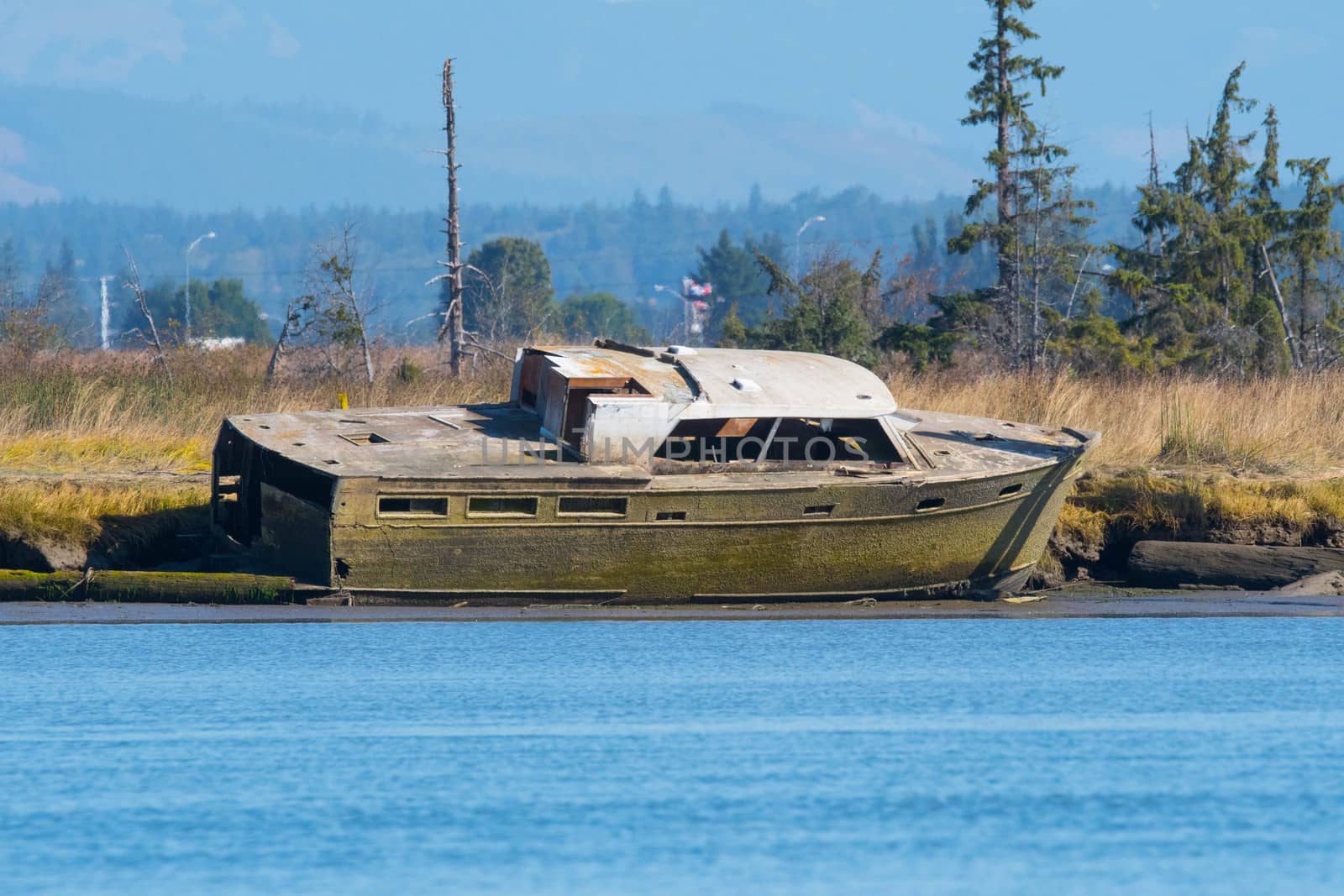 Vessel drigged up on the banks of Steamboat Slough and left to rot.
