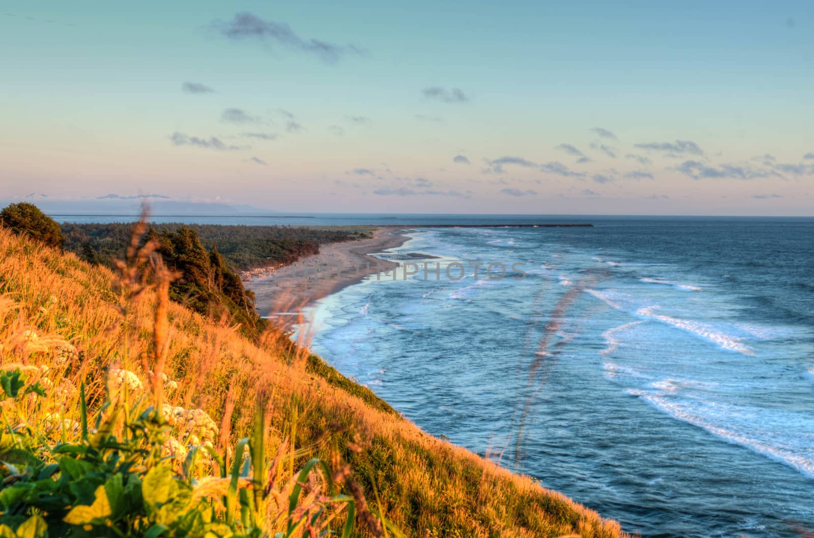 Beach viewed from North Head Lighthouse on Washington's Pacific Coast.