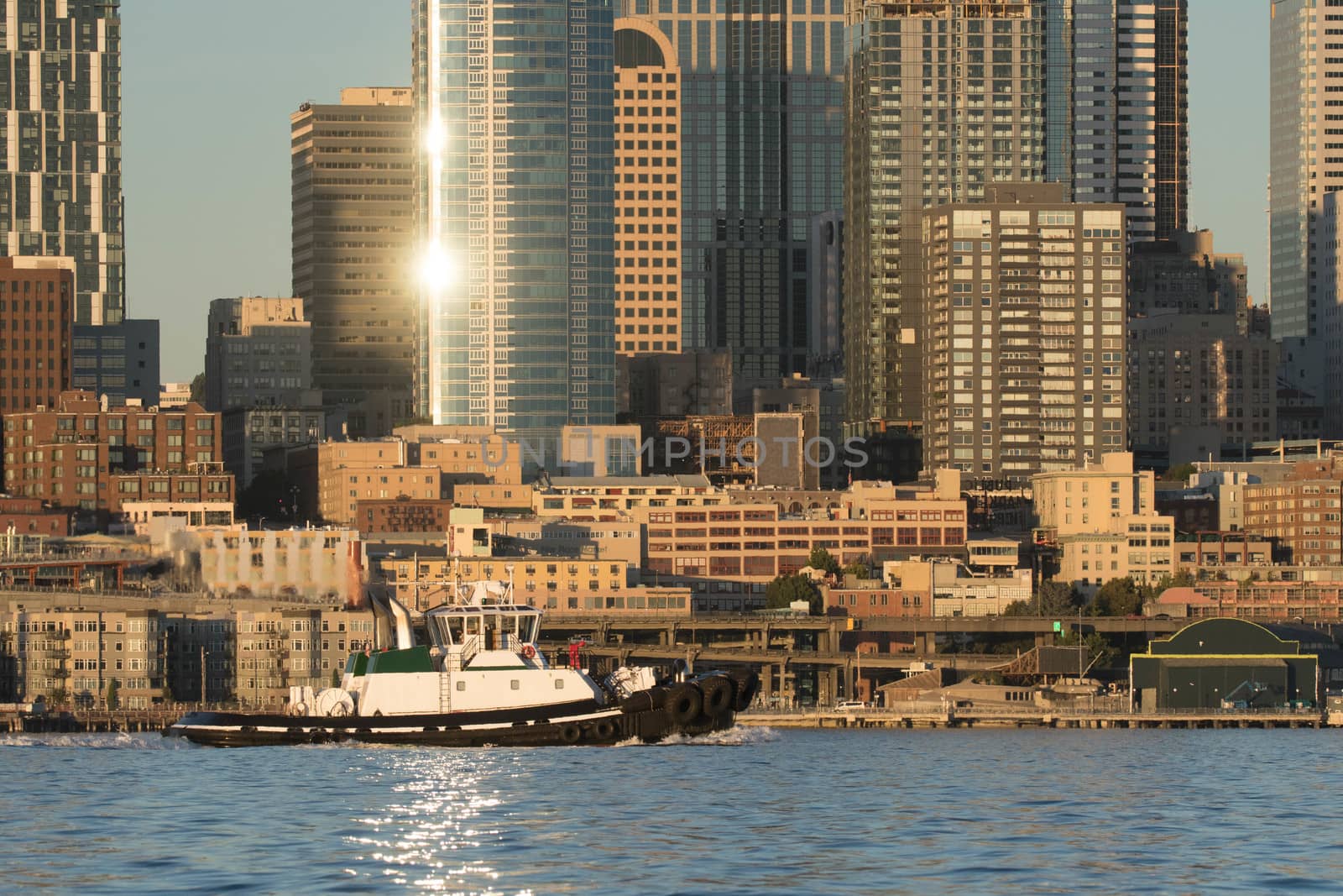 Ocean Going Tug in front of Seattle Skyline by cestes001