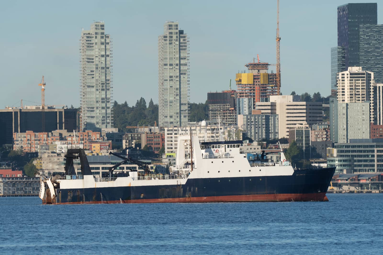 Factory trawler on Elliott Bay, returning to Seattle