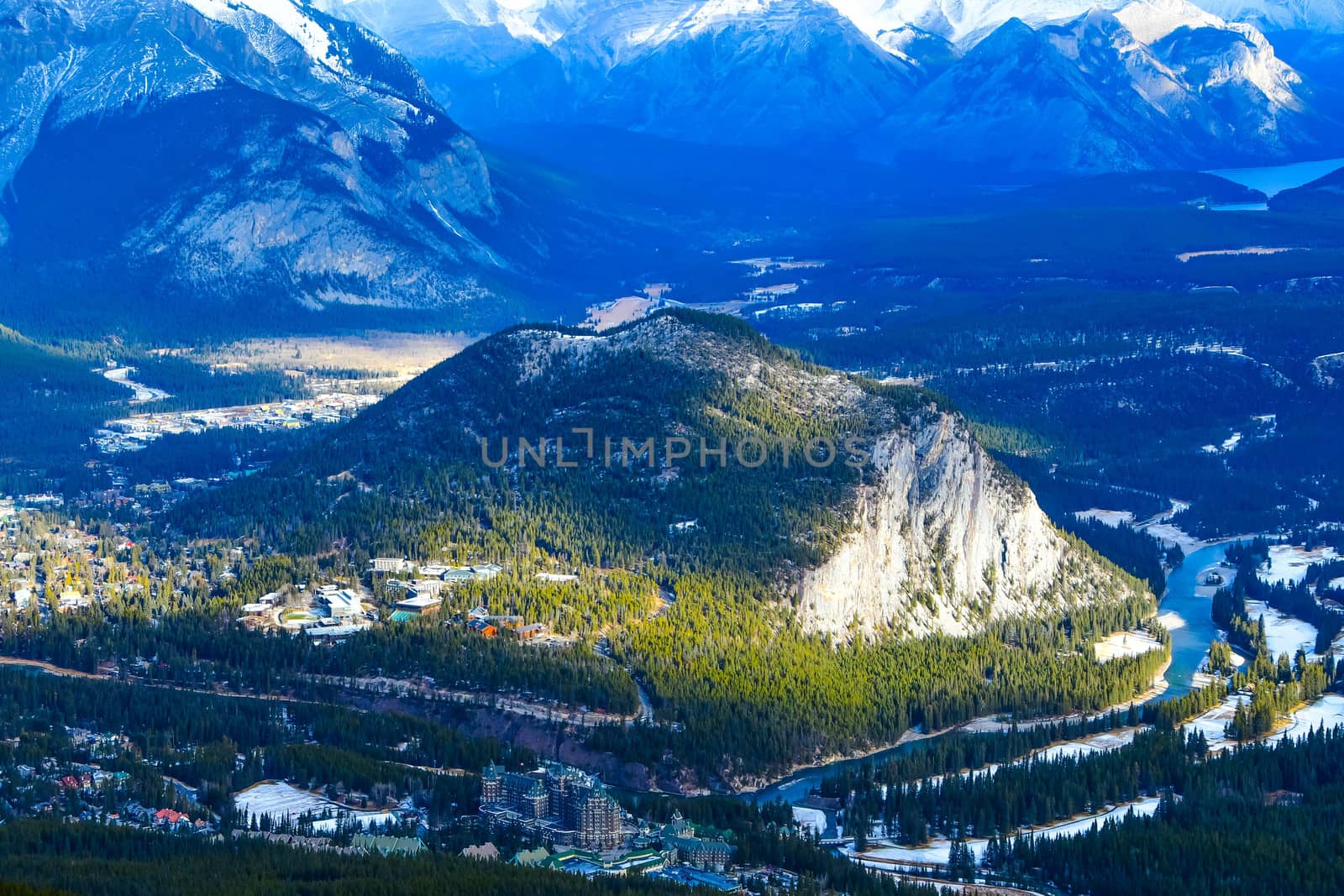 View of Canadian Rocky Mountains from Banff Gondola