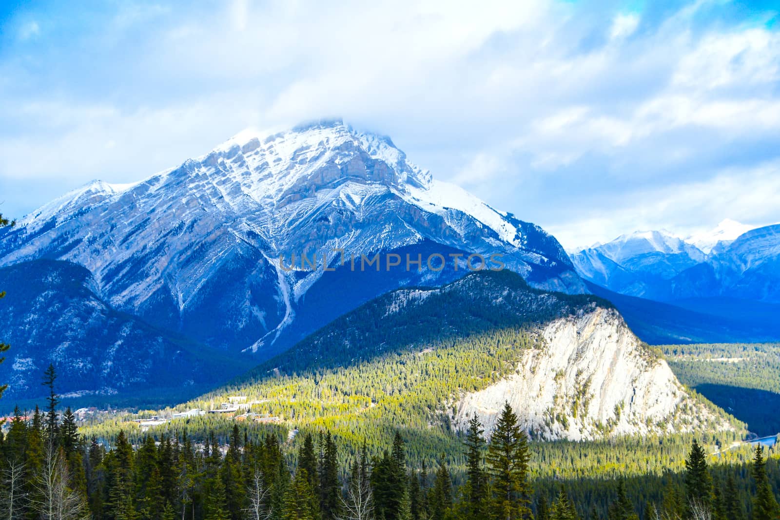 View of Canadian Rocky Mountains from Banff Gondola