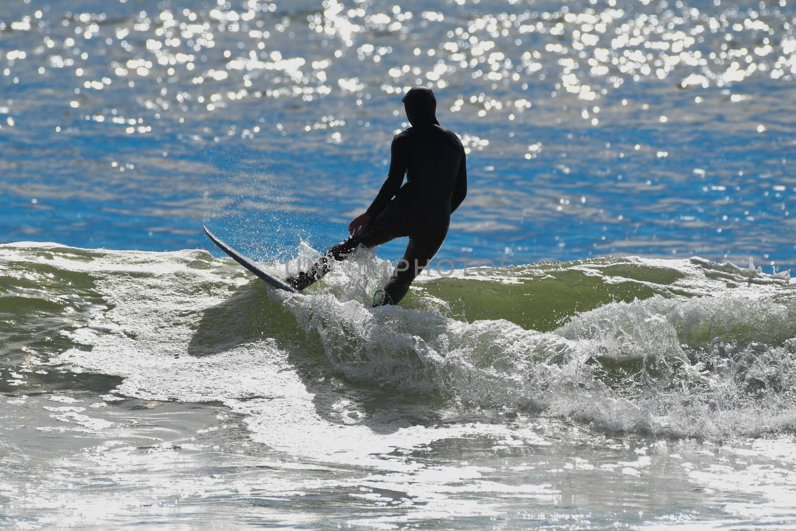 Surfers enjoying good waves at La Push, Washington's First Beach.