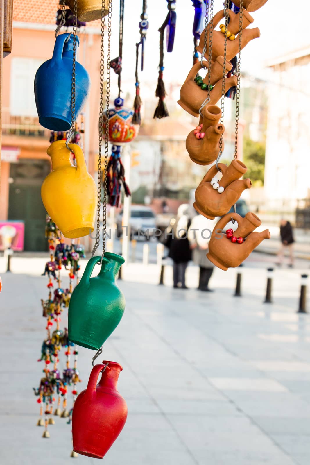 Traditional clay pottery for sale in Istanbul in Turkey by berkay