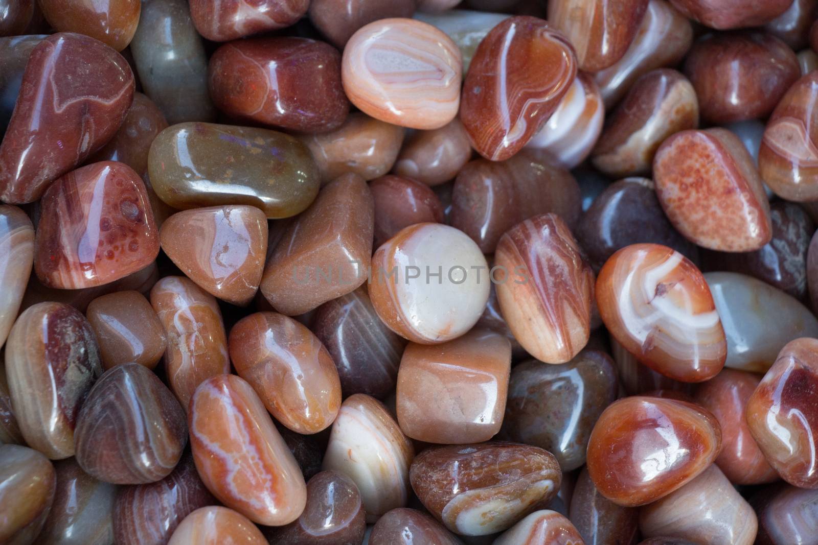 Set of natural mineral gemstones of a certain type