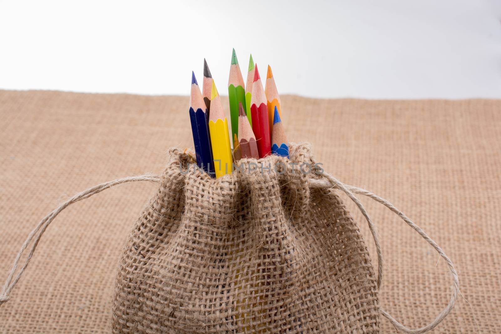  Color Pencils in linen sack on canvas by berkay