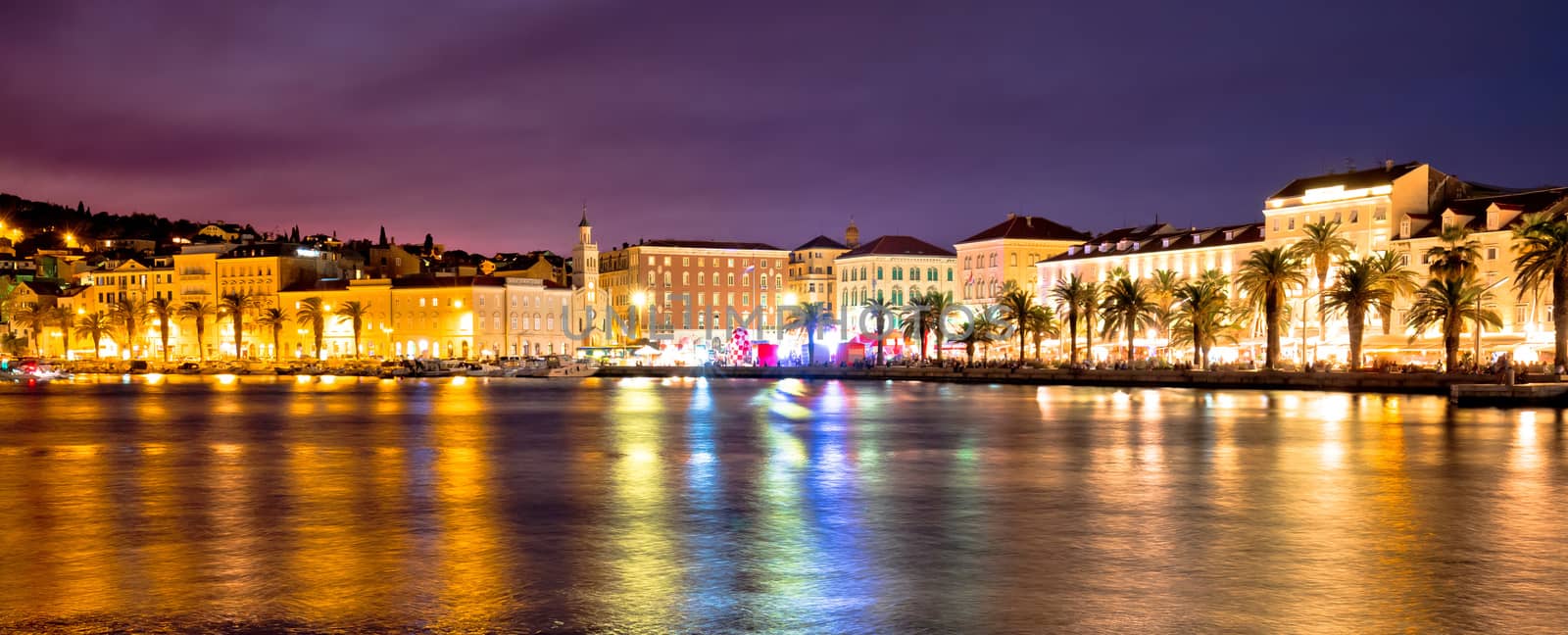 Amazing Split waterfront evening panorama, Dalmatia region of Croatia