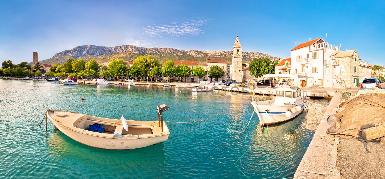 Kastel Sucurac historic waterfront panoramic view, Split region of Dalmatia, Croatia