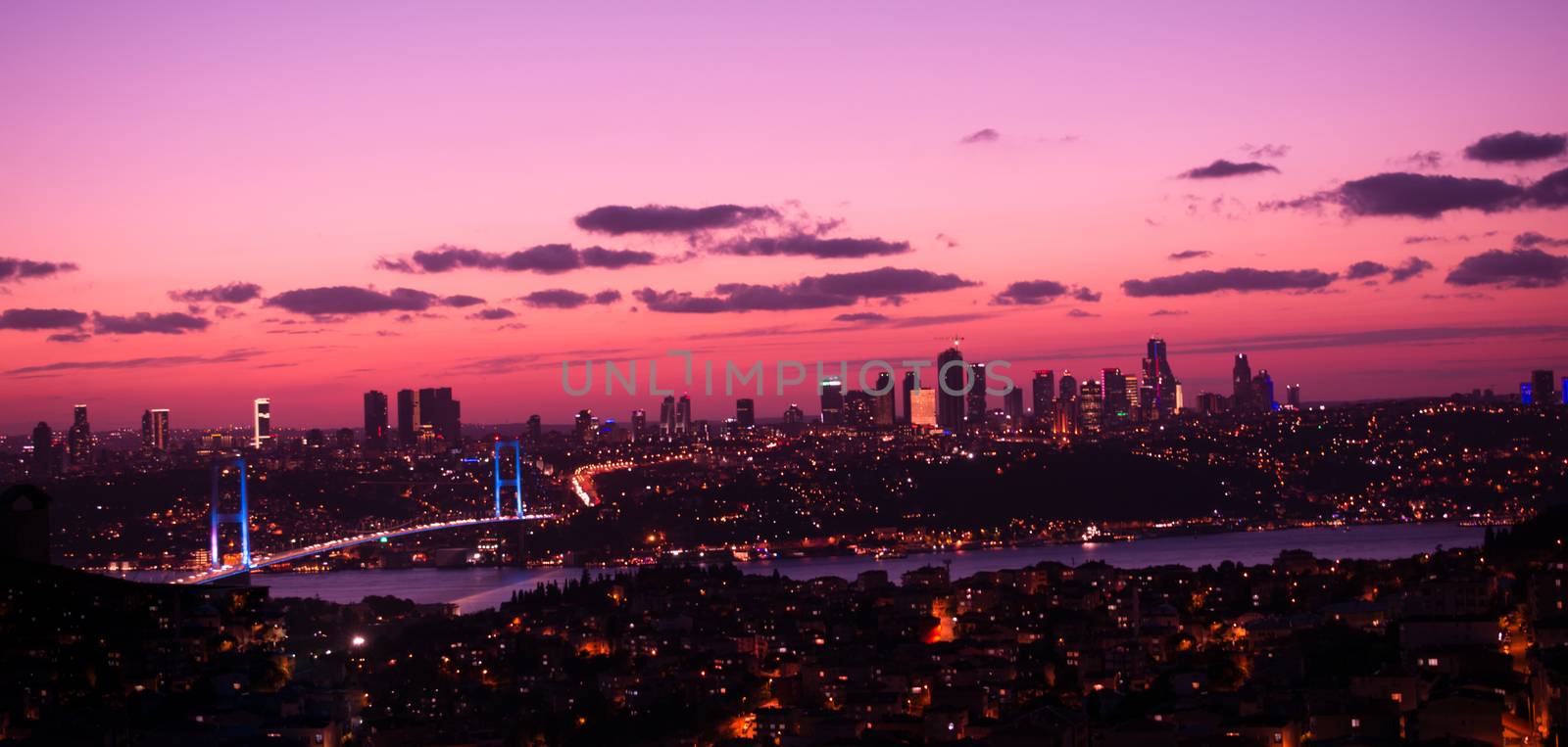 Istanbul Bosporus Bridge on sunset by berkay