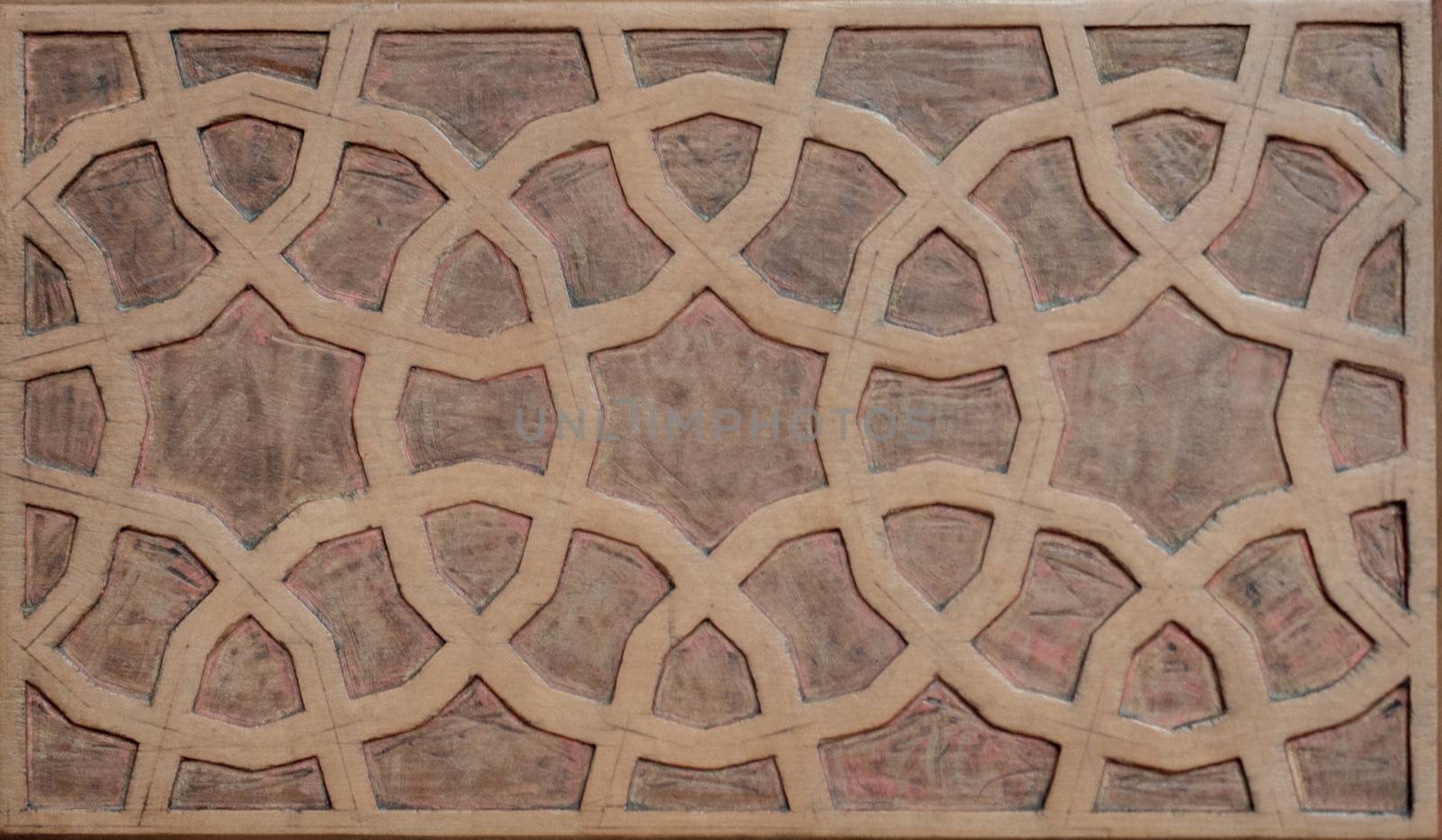 Ottoman Turkish  art with geometric patterns on wood