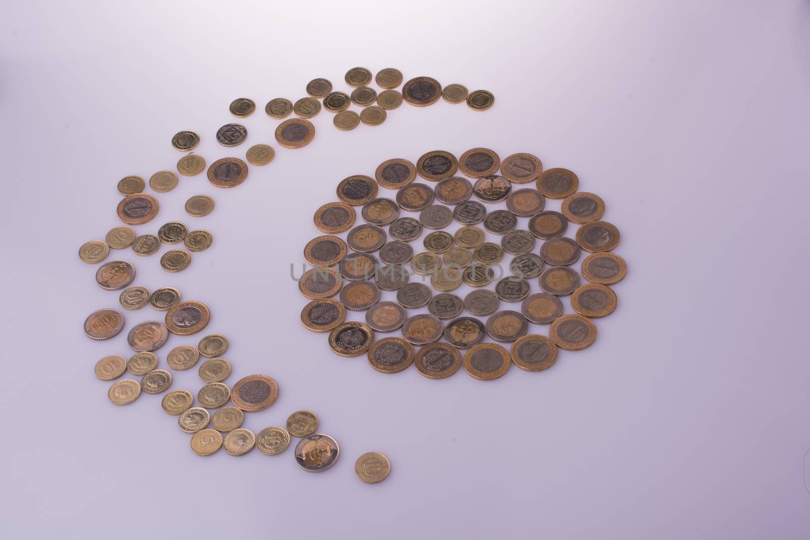 Turkish Lira coins shape a crescent round a circle by berkay