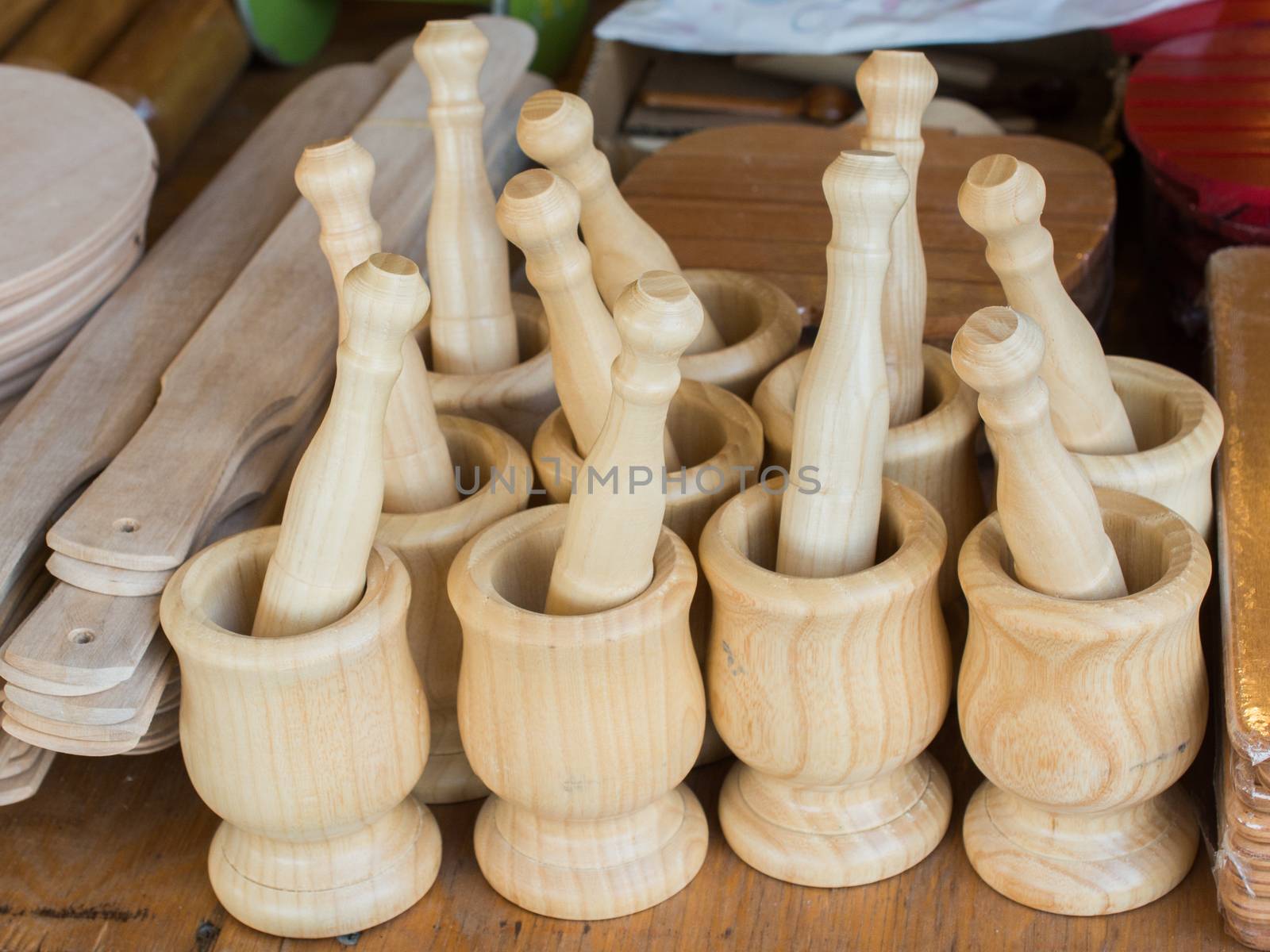 wooden mortars and pestles as a kitchenware by berkay