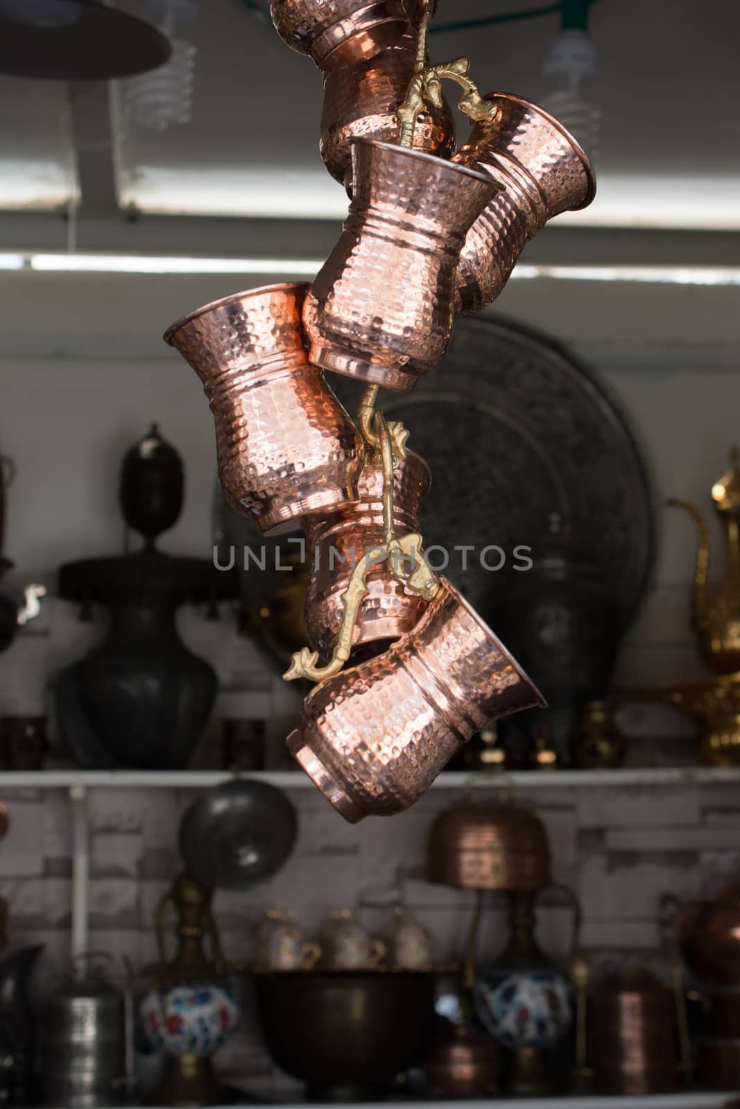 Set of metal mugs made in the old Ottoman style