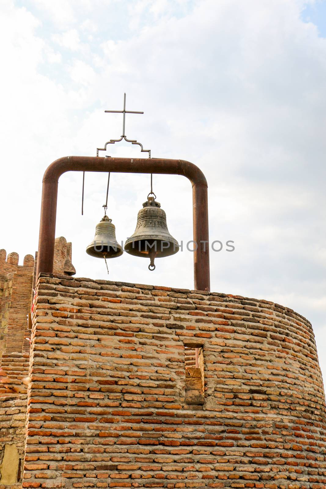 Old twin traditional metal church bells