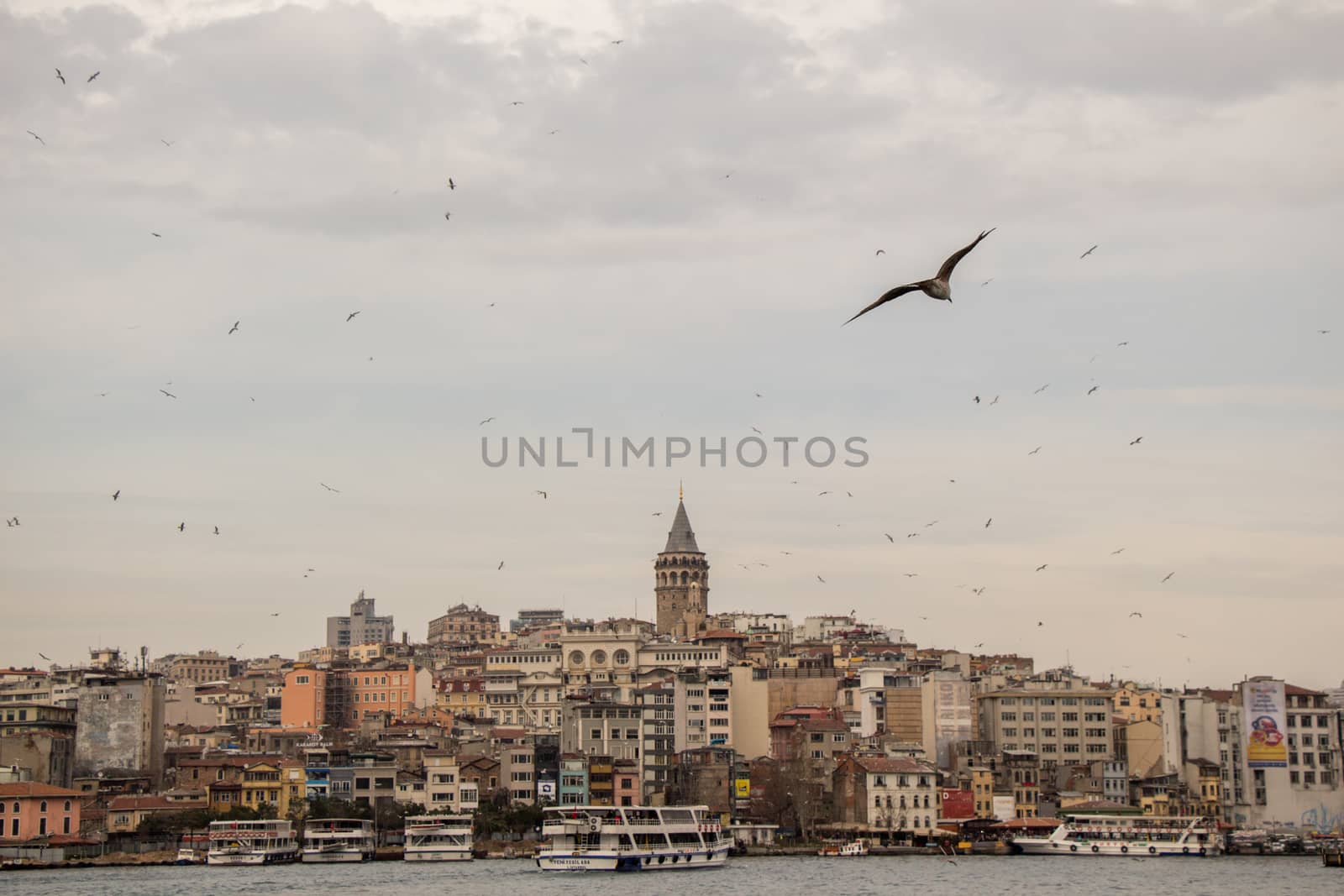 View of the Galata Tower from Byzantium times in Istanbul