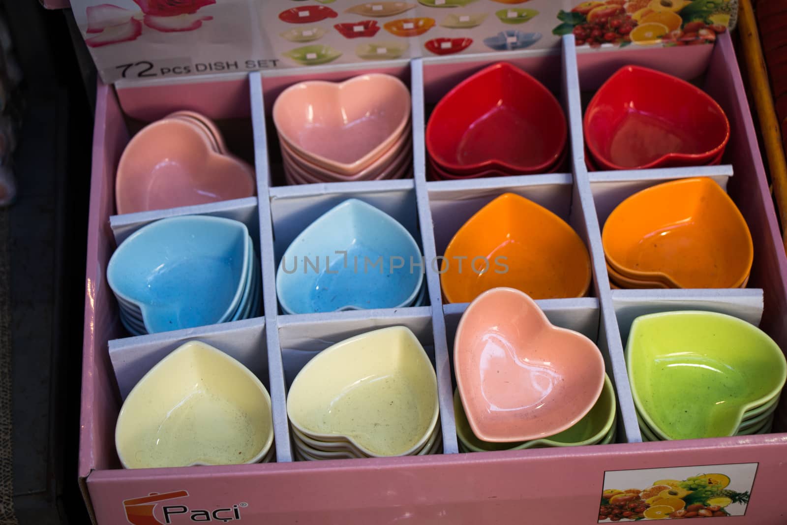 Little heart shaped plates of various colors