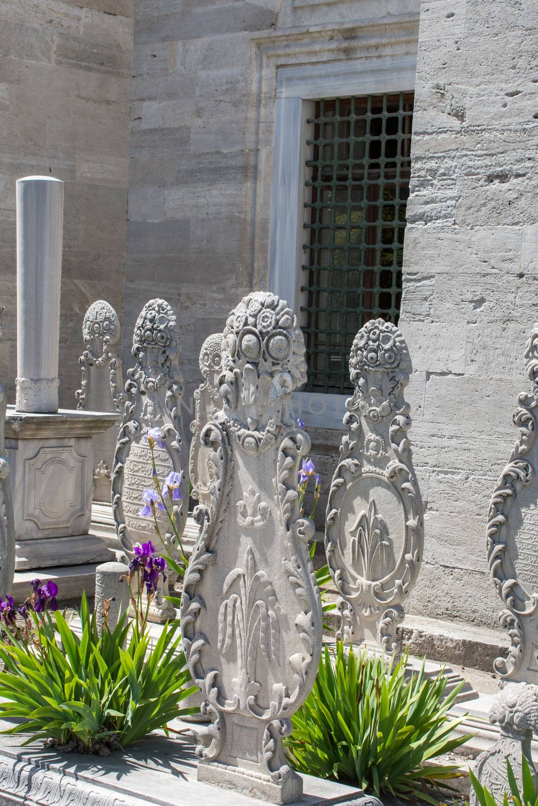 Old stones on the graves in Istanbul from Ottoman time