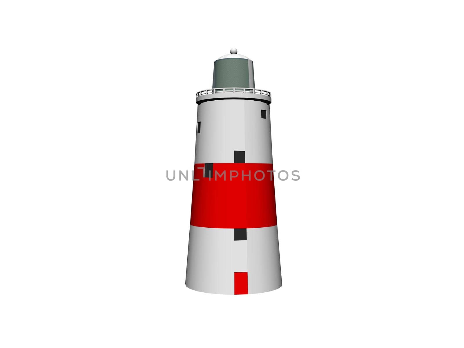 Lighthouse on the sea under sky on white background - 3d rendering by mariephotos