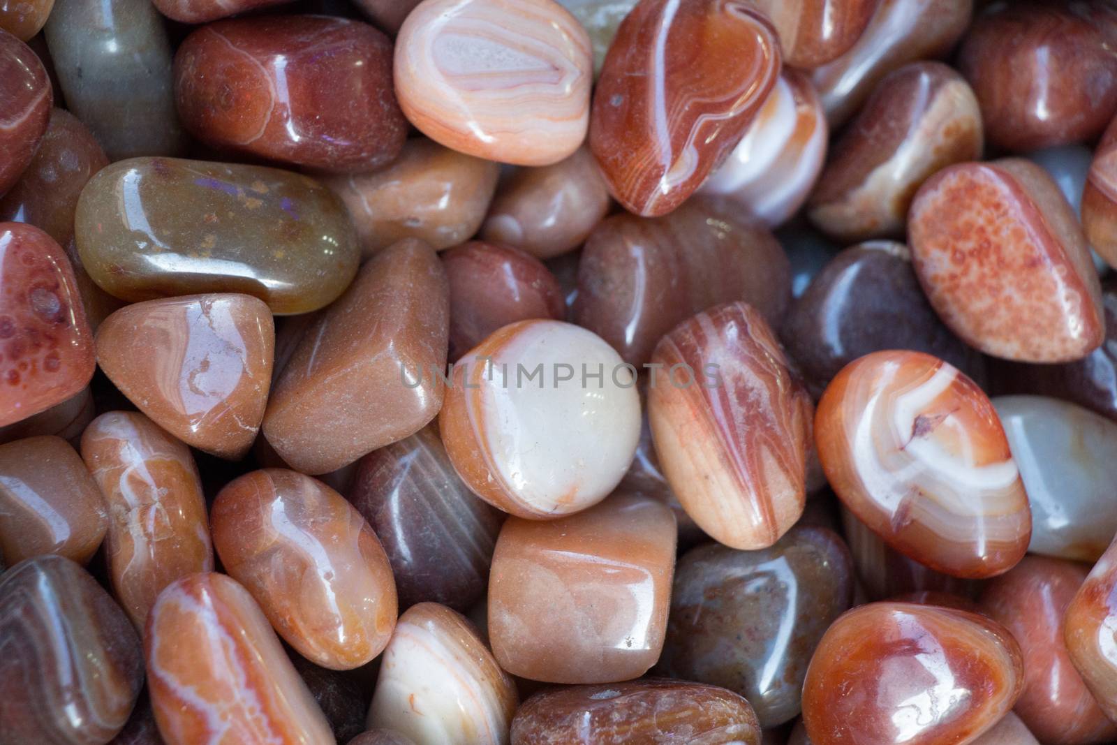 Set of natural mineral gemstones of a certain type