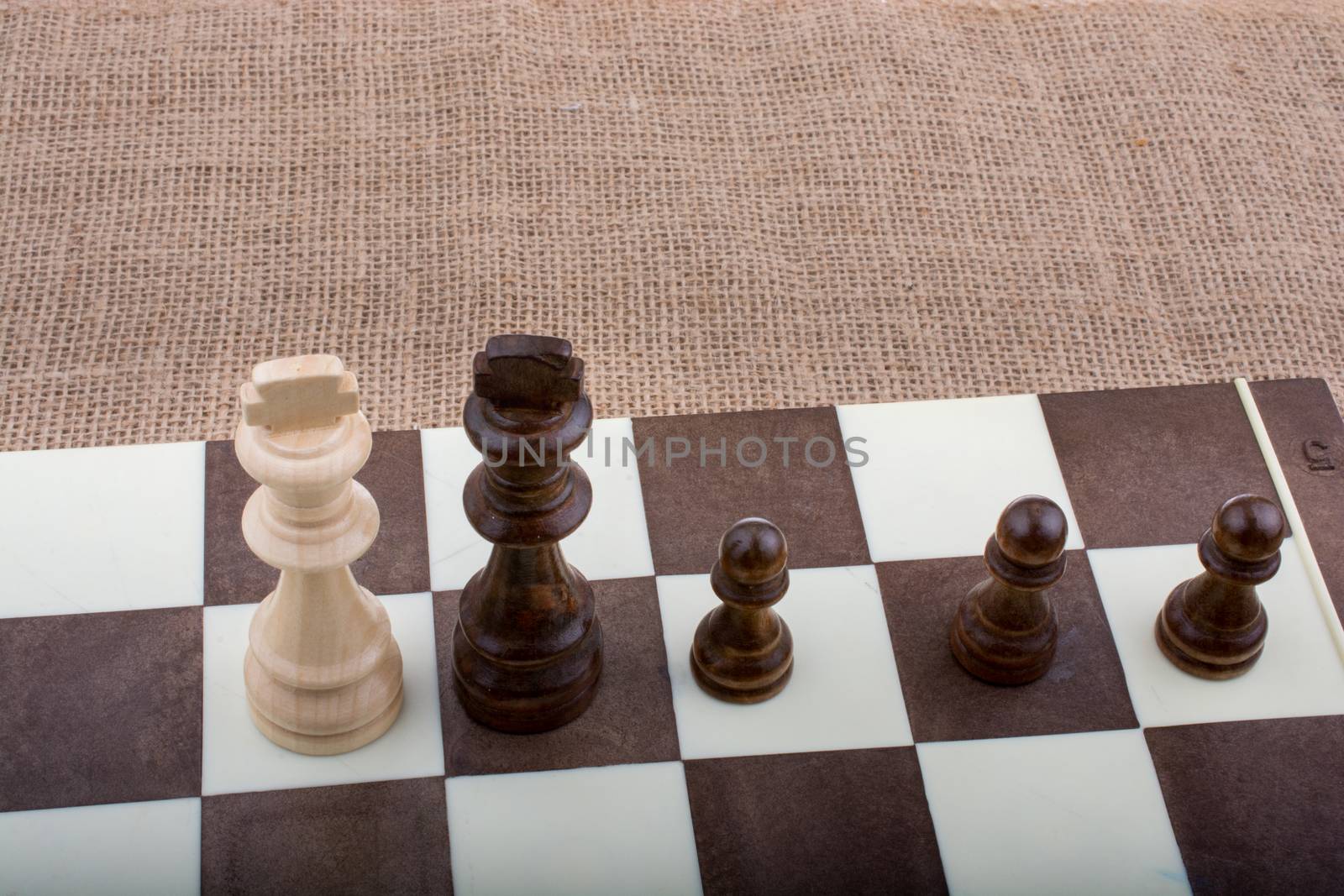 Chess board with chess pieces  on it