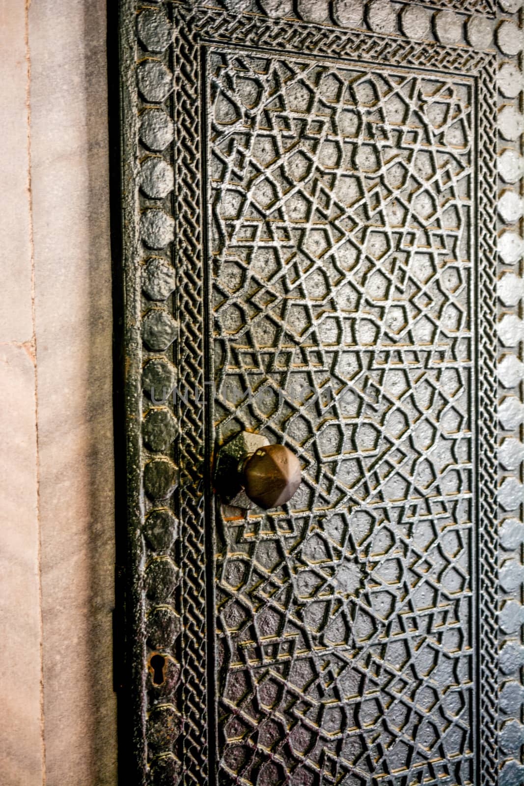 Ottoman styled geometric patterns on  metal doors