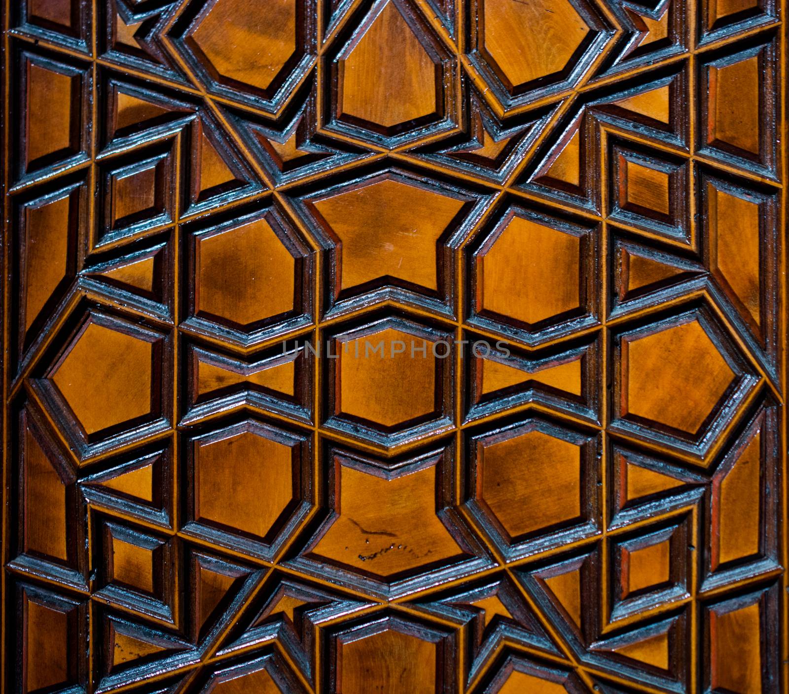 Ottoman Turkish  art with geometric patterns on wood
