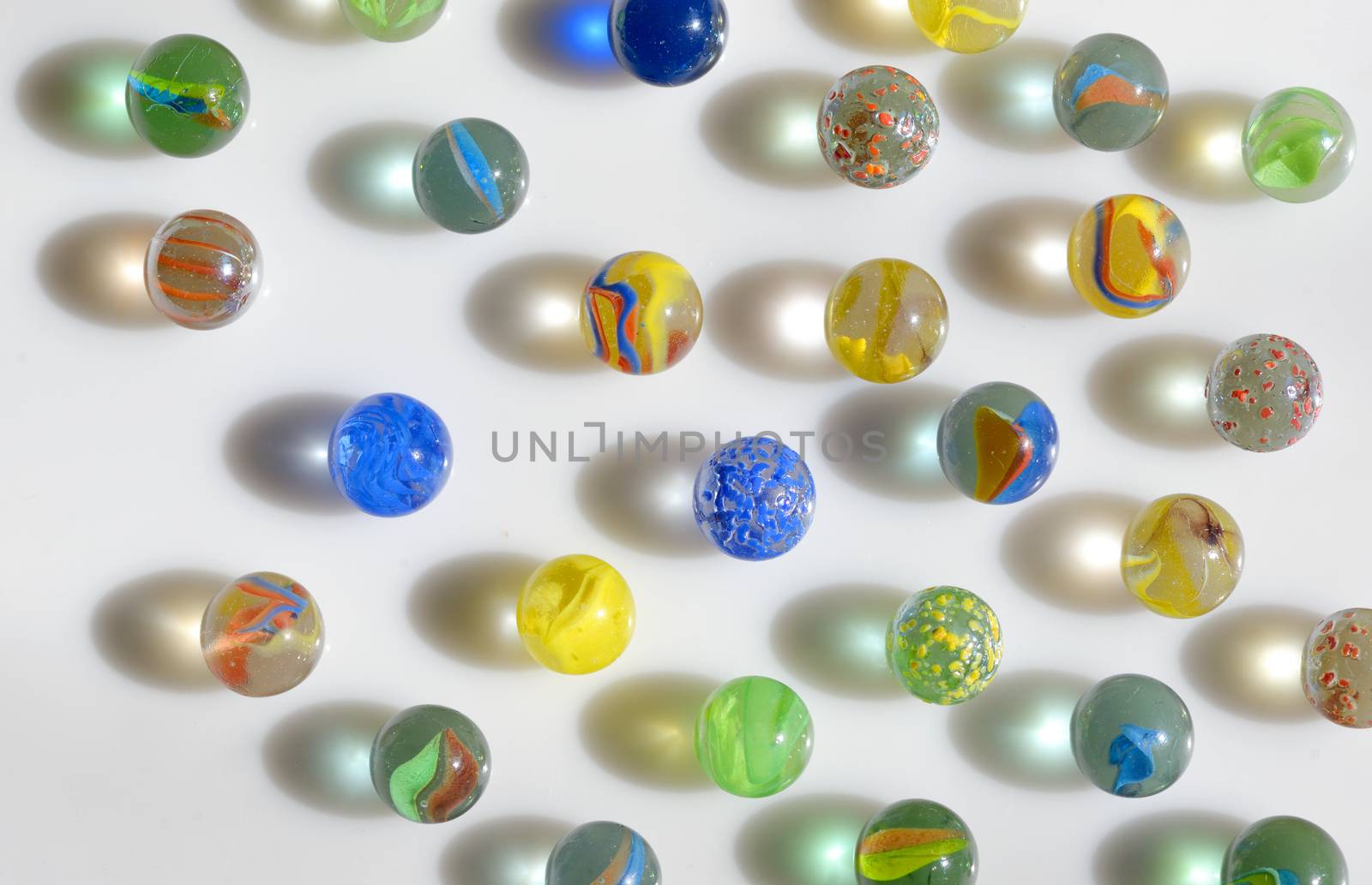 Glass marble balls and shadows