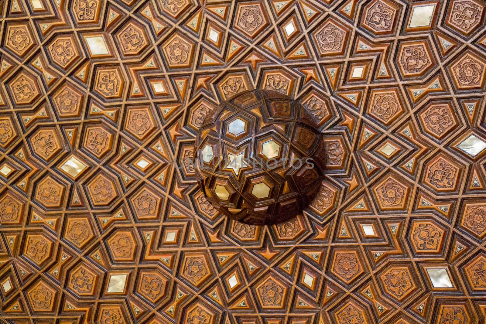 Ottoman Turkish  art with geometric patterns on wood