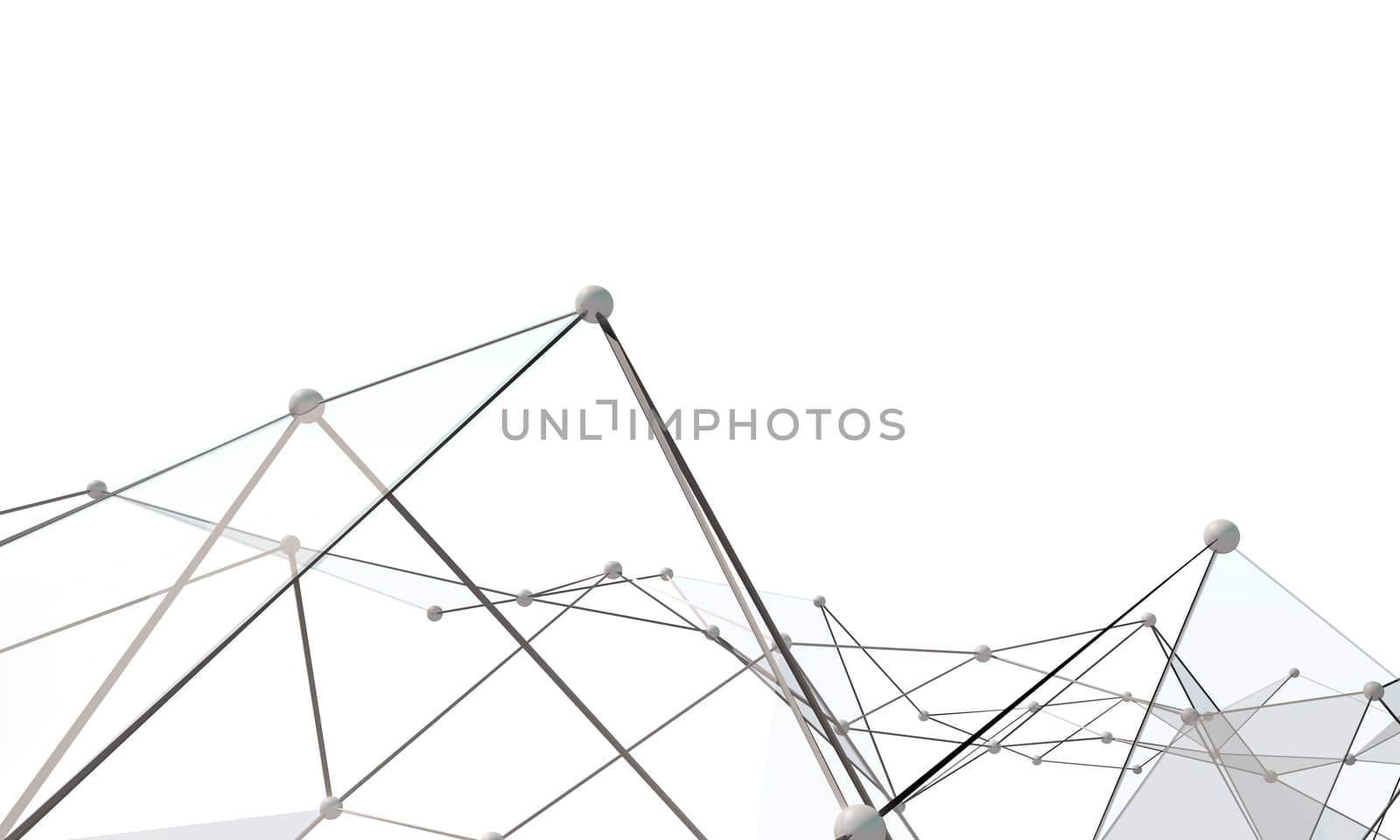 White abstract technology background with plexus elements. 3D rendering