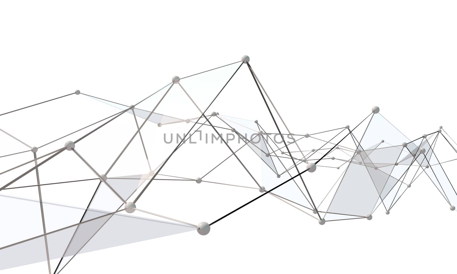 White abstract technology background with plexus elements. 3D rendering