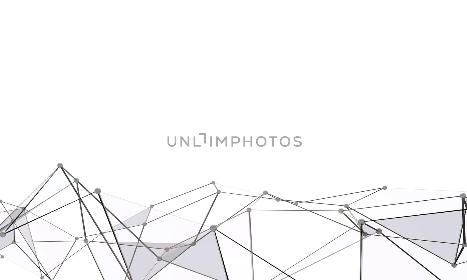 White abstract technology background with plexus elements. 3D rendering