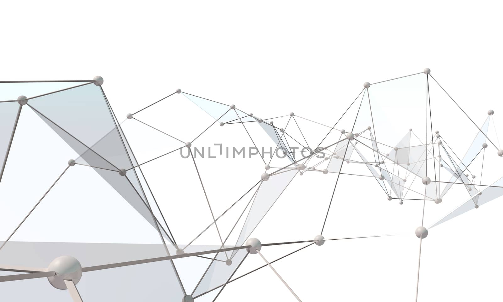 White abstract technology background with plexus elements. 3D rendering