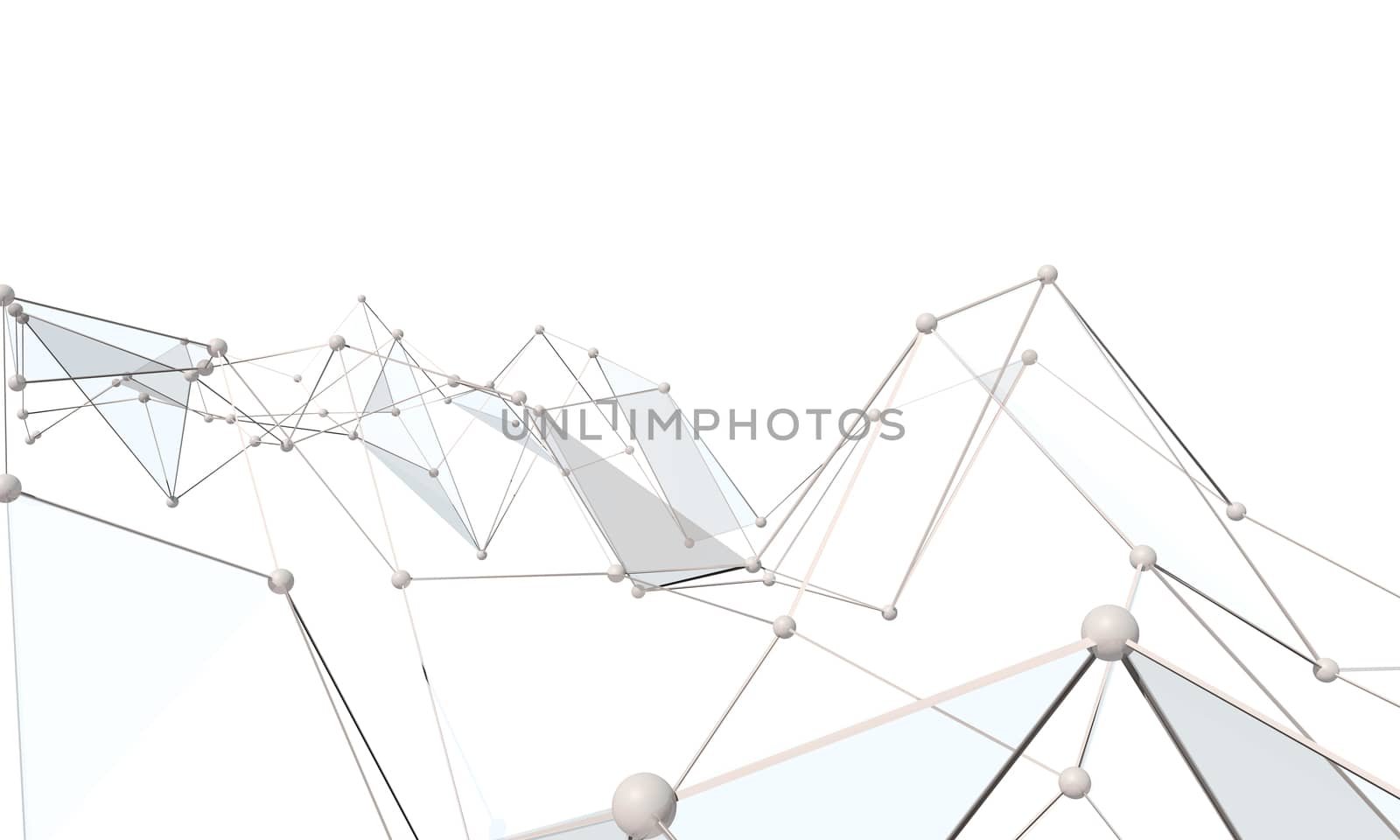 White abstract technology background with plexus elements. 3D rendering