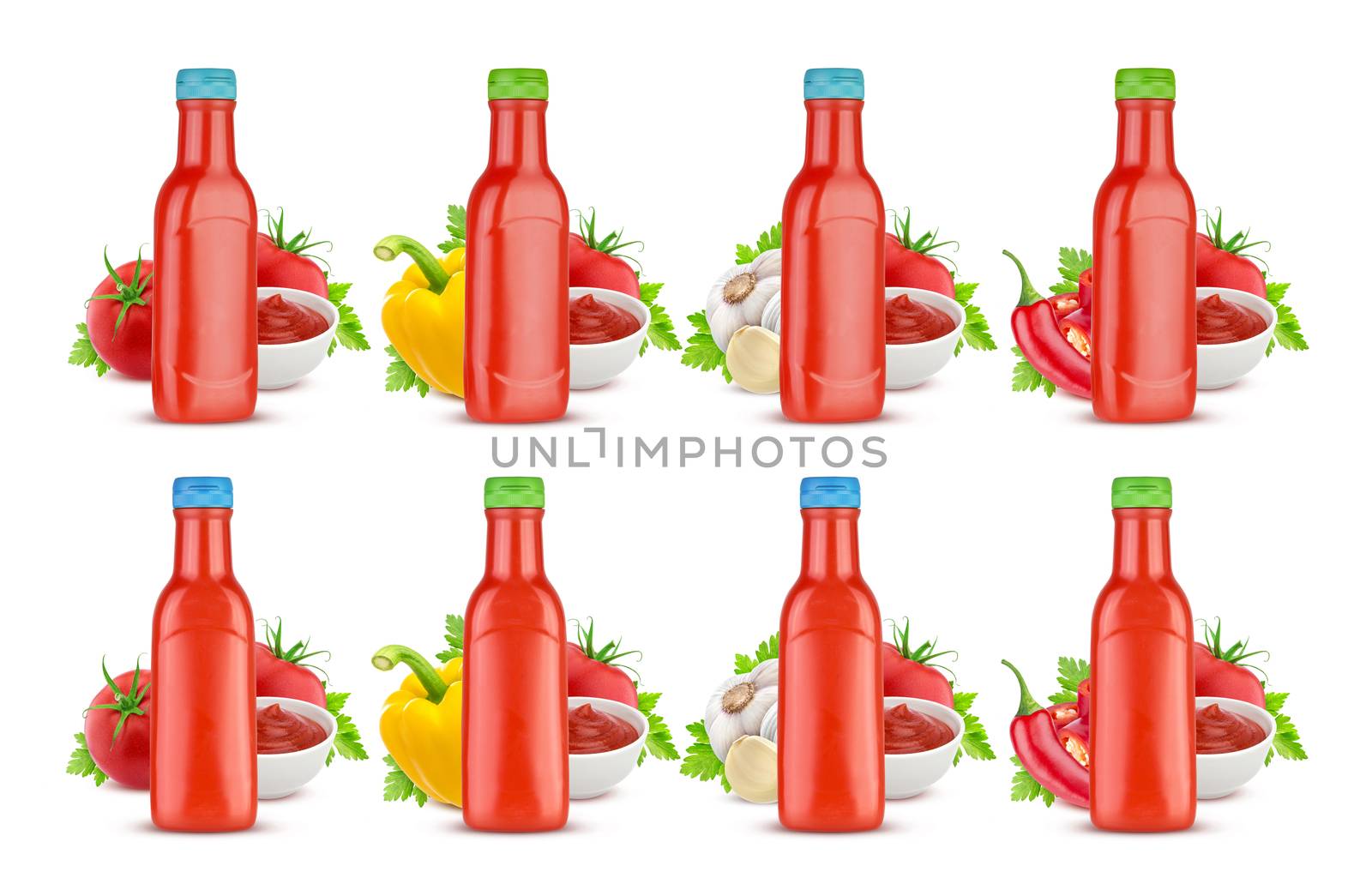 Tomato ketchup bottle isolated on white background