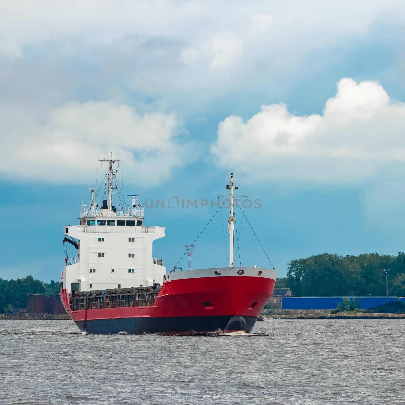 Red cargo ship by sengnsp