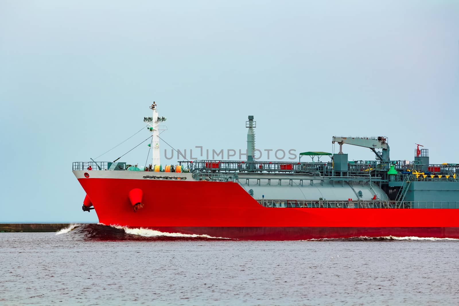 Red cargo tanker ship by sengnsp